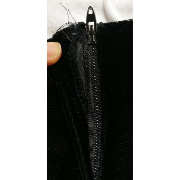 VTG Samantha Black Velvet Velour Sheath Dress 6 Tiered Ruffle Drop Waist Preppy - Picture 7 of 10